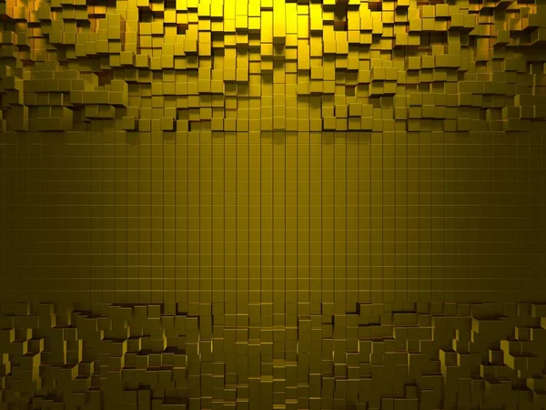 Fundo Dourado Luxo Ouro Brilhante Cubos Matriz Renderização — Fotografia de Stock