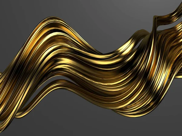 Fondo Líquido Ondulado Abstracto Dorado Ilustración Renderizado —  Fotos de Stock