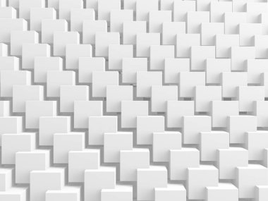 Beyaz küp yapısı. Soyut fütüristik geçmiş. 3d hazırlayıcı