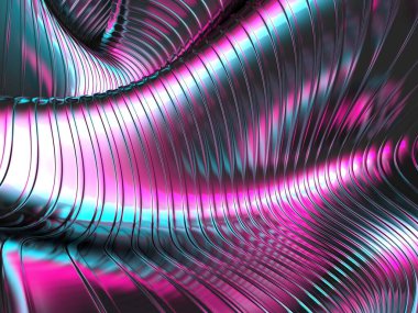 Renkli sıvı metalik dalgalı arka plan. 3d resimleme