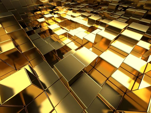 Luxe Gouden Achtergrond Gouden Glanzende Blokjes Renderen — Stockfoto