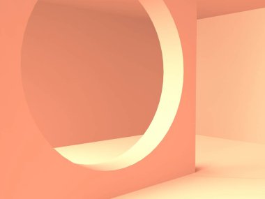 Aydınlatılmış koridor iç tasarımı. Boş Oda İç mimarisi. 3 Boyutlu Hazırlama