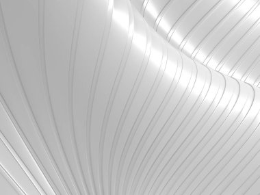 Beyaz soyut çizgili dalgalı arka plan. 3d resimleme