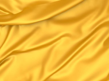Altın ipekten zarif bir arka plan. Kumaş dokusu. 3d resimleme