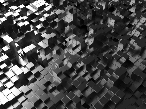 Cubes Argent Foncé Fond Métallique Abstrait Design Moderne Rendu — Photo