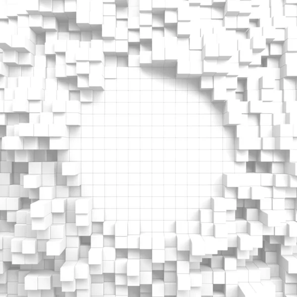 白色立方体结构 摘要未来主义背景 3D渲染 — 图库照片