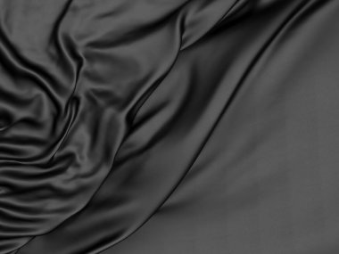 Soyut arka plan lüks kumaş dalgaları. Koyu dalgalı yumuşak kırışık kumaş. 3d resimleme