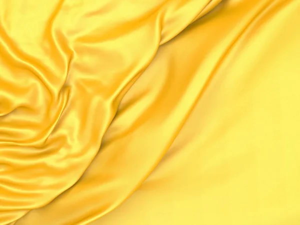 Golden Fabric Silk Background Yellow Satin Wavy Texture Render Illustration — Stock Photo, Image