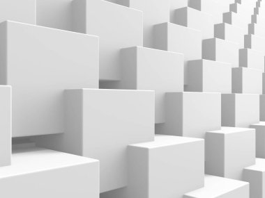 Beyaz küp yapısı. Soyut fütüristik geçmiş. 3d hazırlayıcı