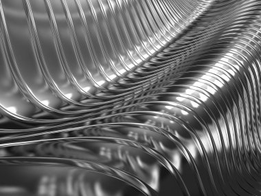 Metalik soyut dalgalı çizgili arka plan. 3d resimleme