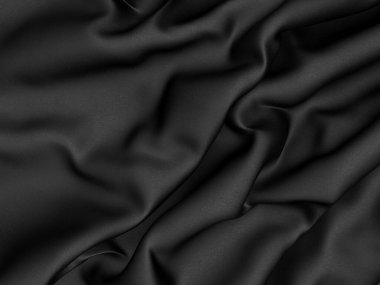 Soyut arka plan lüks kumaş dalgaları. Koyu dalgalı yumuşak kırışık kumaş. 3d resimleme