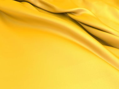 Altın ipekten zarif bir arka plan. Kumaş dokusu. 3d resimleme