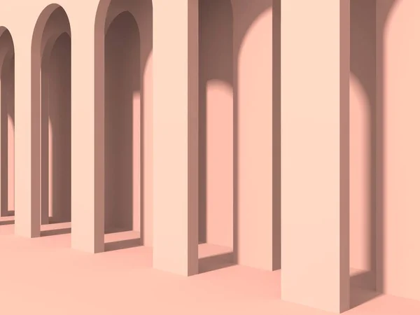 Abstract Pink Architecture Design Concept. 3d Render Illustration