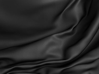 Soyut arka plan lüks kumaş dalgaları. Koyu dalgalı yumuşak kırışık kumaş. 3d resimleme