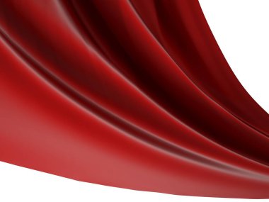 Kırmızı bez arka plan. Saten lüks kumaş dokusu. 3d resimleme