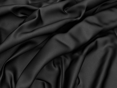 Soyut arka plan lüks kumaş dalgaları. Koyu dalgalı yumuşak kırışık kumaş. 3d resimleme