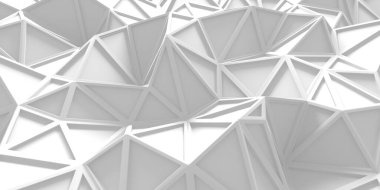 Beyaz Geometrik Poligon Soyut Arkaplan. 3d Hazırlama