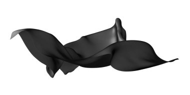 Soyut arka plan lüks kumaş. Pürüzsüz siyah ipek ya da saten kumaş. 3d resimleme