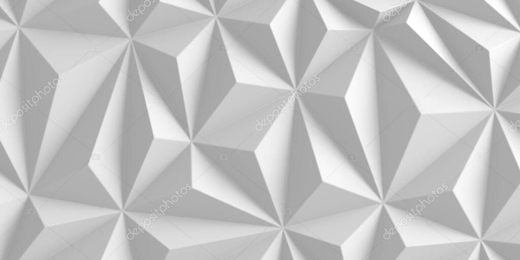 White Geometric Poligon Abstract Background. 3d Render