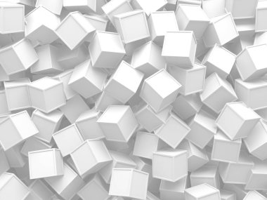 Beyaz küp yapısı. Soyut fütüristik geçmiş. 3d hazırlayıcı