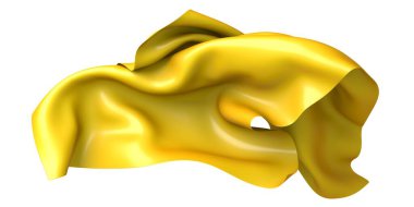 Uçan altın ipek kumaş. Tasarım elemanı. 3d resimleme