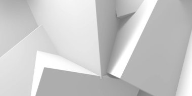 Beyaz küp yapısı. Soyut fütüristik geçmiş. 3d hazırlayıcı