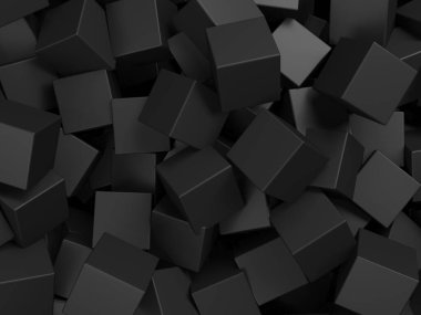Soyut Karanlık Küpler Fütürist Tasarım Arkaplanı. 3d Görüntüleme
