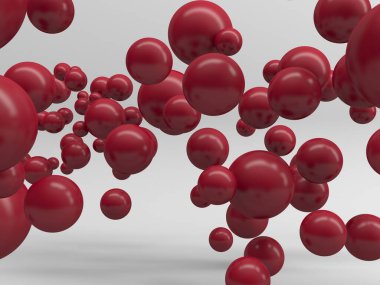 Kırmızı parlak küreler duvar kağıtları. 3d resimleme