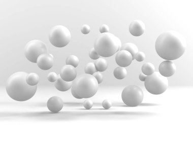 Soyut beyaz pek çok küre tasarım arka planı. 3d hazırlayıcı