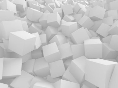 Beyaz küp yapısı. Soyut fütüristik geçmiş. 3d hazırlayıcı