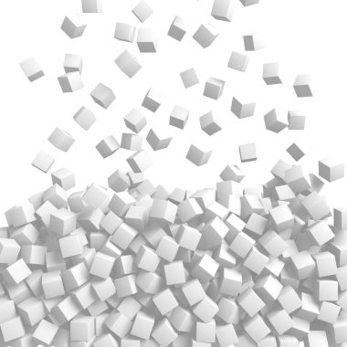 Beyaz küp yapısı. Soyut fütüristik geçmiş. 3d hazırlayıcı