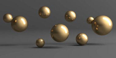 Altın renkli toplar arka planda. 3d hazırlayıcı