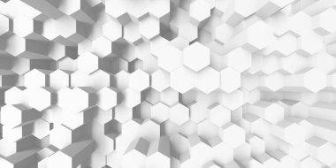 Soyut beyaz geometrik altıgen arka plan. 3d resimleme