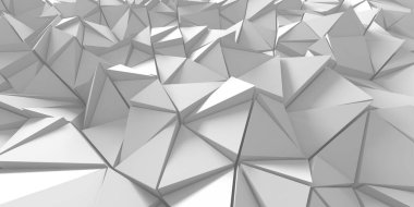 Beyaz Geometrik Poligon Soyut Arkaplan. 3d Hazırlama