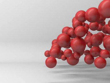 Kırmızı parlak küreler duvar kağıtları. 3d resimleme