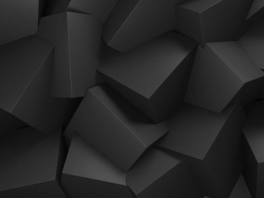 Soyut Karanlık Küpler Fütürist Tasarım Arkaplanı. 3d Görüntüleme