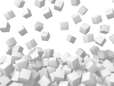 Beyaz küp yapısı. Soyut fütüristik geçmiş. 3d hazırlayıcı