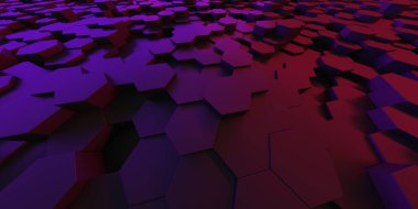 Altıgen Poligon Renkli Soyut Fütürist Arkaplan. 3d Hazırlama