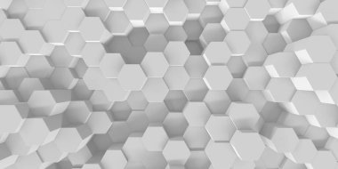 Soyut beyaz geometrik altıgen arka plan. 3d resimleme