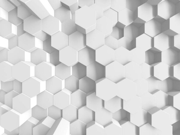 Абстрактный белый геометрический фон шестиугольника. Трехмерная иллюстрация