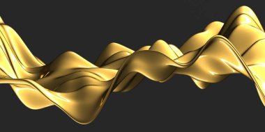 Altın soyut dalgalı sıvı arka plan. 3d resimleme