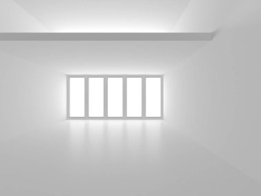 Aydınlatılmış koridor iç tasarımı. Boş Oda İç mimarisi. 3 Boyutlu Hazırlama