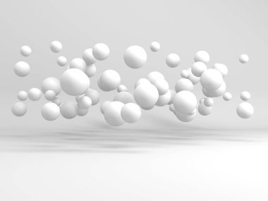 Soyut beyaz pek çok küre tasarım arka planı. 3d hazırlayıcı