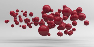Kırmızı parlak küreler duvar kağıtları. 3d resimleme
