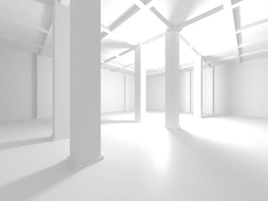 Soyut Beyaz Mimari Tasarım Konsepti. 3d Görüntüleme