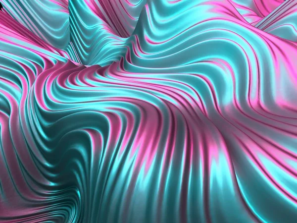 Colorful Liquid metallic wavy background. 3d render illustration