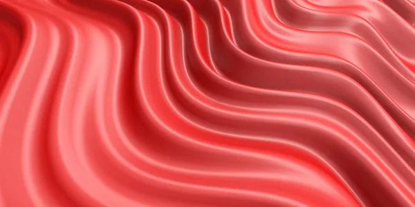 Red smooth waves. Luxury abstract background. 3d render