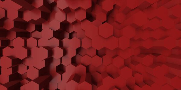 Hexagon Abstract Red Bricks Background. 3d Render Illustration