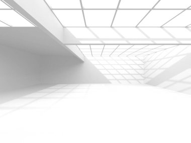 Aydınlatılmış koridor iç tasarımı. Boş Oda İç mimarisi. 3 Boyutlu Hazırlama