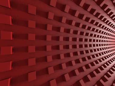 Kırmızı kaotik küp yapısı. Soyut tasarım arka planı. 3d hazırlayıcı